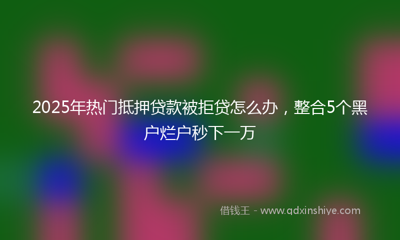 2025年热门抵押贷款被拒贷怎么办，整合5个黑户烂户秒下一万