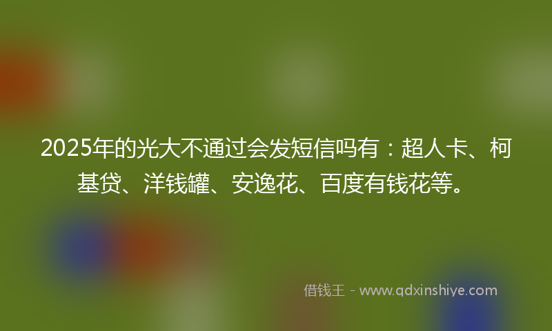 2025年的光大不通过会发短信吗有：超人卡、柯基贷、洋钱罐、安逸花、百度有钱花等。