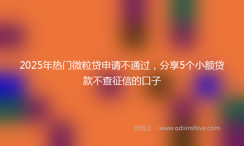 2025年热门微粒贷申请不通过，分享5个小额贷款不查征信的口子