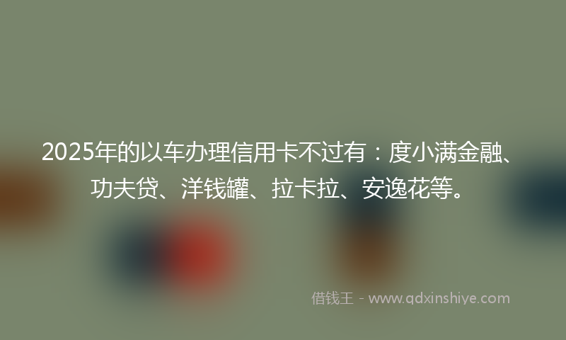 2025年的以车办理信用卡不过有:度小满金融、功夫贷、洋钱罐、拉卡拉、安逸花等。