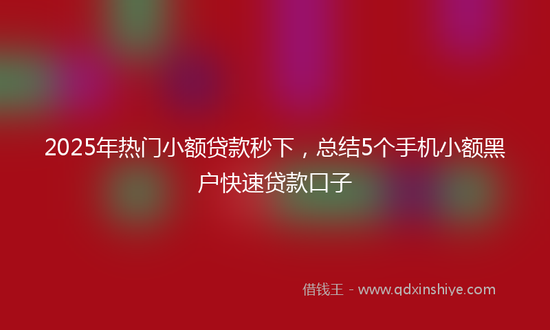 2025年热门小额贷款秒下，总结5个手机小额黑户快速贷款口子
