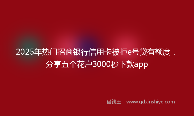 2025年热门招商银行信用卡被拒e号贷有额度，分享五个花户3000秒下款app
