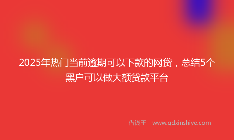 2025年热门当前逾期可以下款的网贷，总结5个黑户可以做大额贷款平台