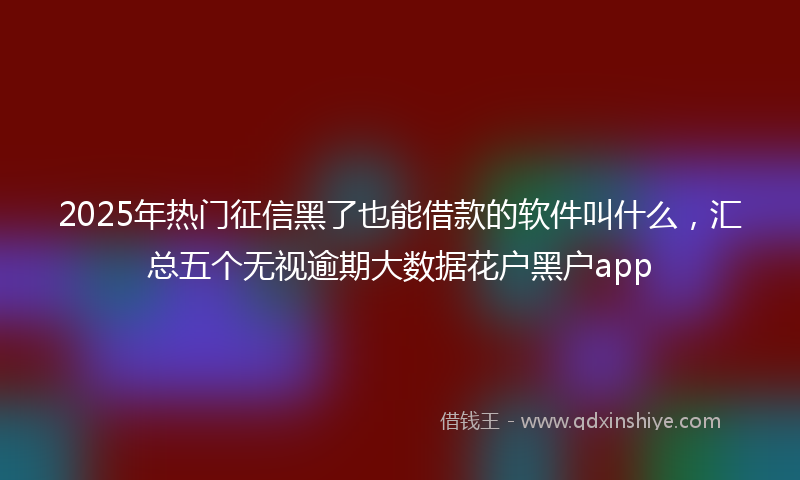 2025年热门征信黑了也能借款的软件叫什么，汇总五个无视逾期大数据花户黑户app