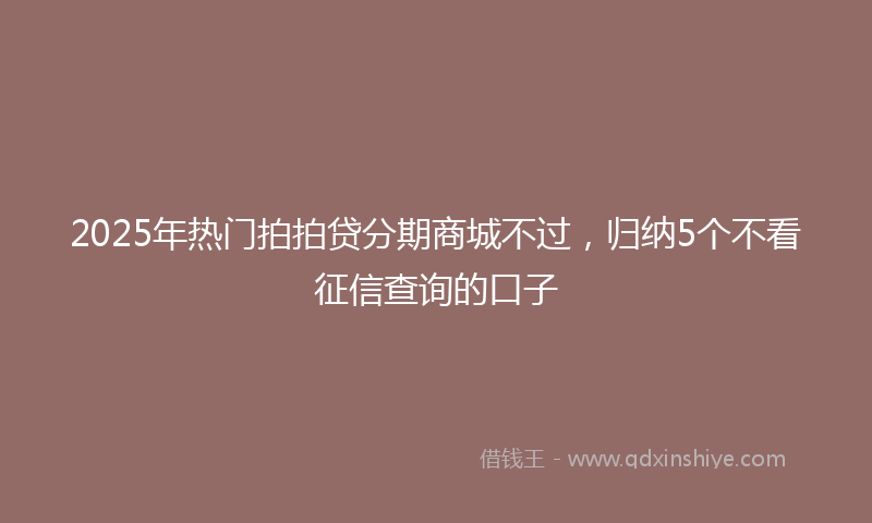 2025年热门拍拍贷分期商城不过，归纳5个不看征信查询的口子