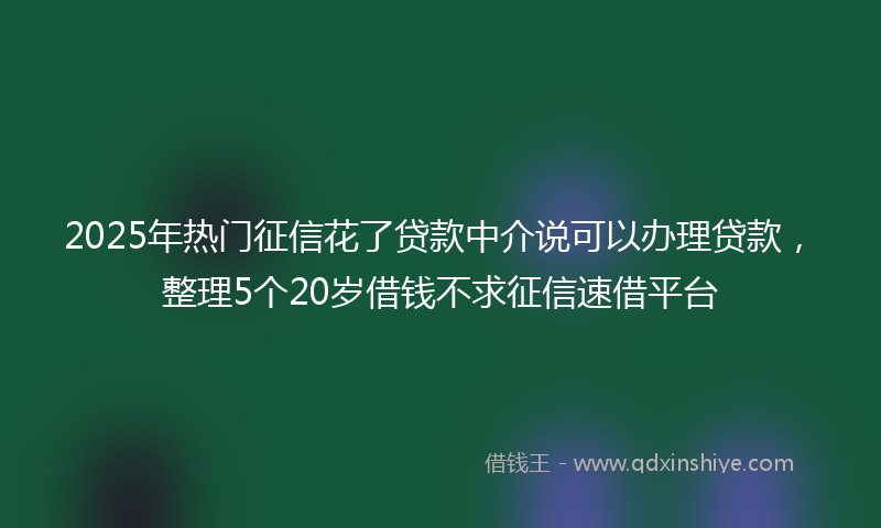 2025年热门征信花了贷款中介说可以办理贷款，整理5个20岁借钱不求征信速借平台