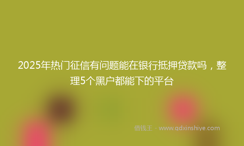 2025年热门征信有问题能在银行抵押贷款吗，整理5个黑户都能下的平台