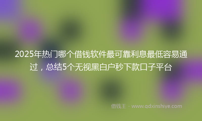 2025年热门哪个借钱软件最可靠利息最低容易通过，总结5个无视黑白户秒下款口子平台