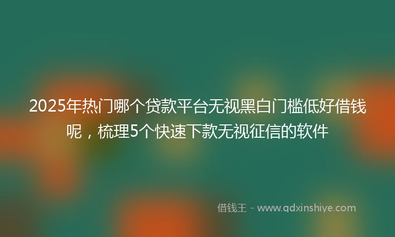 2025年热门哪个贷款平台无视黑白门槛低好借钱呢，梳理5个快速下款无视征信的软件