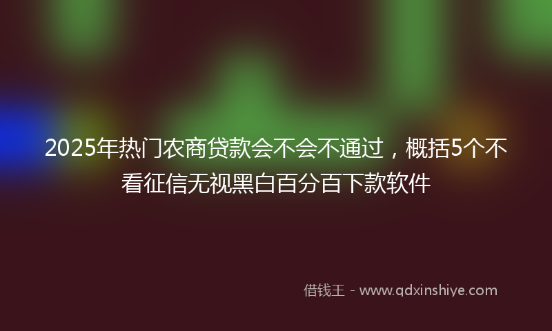 2025年热门农商贷款会不会不通过，概括5个不看征信无视黑白百分百下款软件
