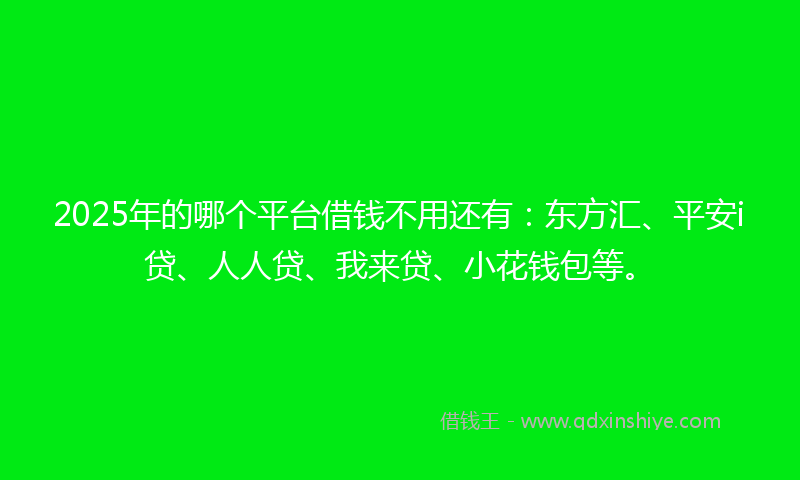 2025年的哪个平台借钱不用还有：东方汇、平安i贷、人人贷、我来贷、小花钱包等。