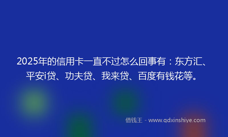 2025年的信用卡一直不过怎么回事有：东方汇、平安i贷、功夫贷、我来贷、百度有钱花等。