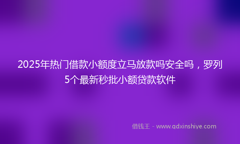 2025年热门借款小额度立马放款吗安全吗，罗列5个最新秒批小额贷款软件