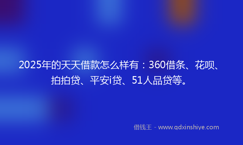 2025年的天天借款怎么样有：360借条、花呗、拍拍贷、平安i贷、51人品贷等。