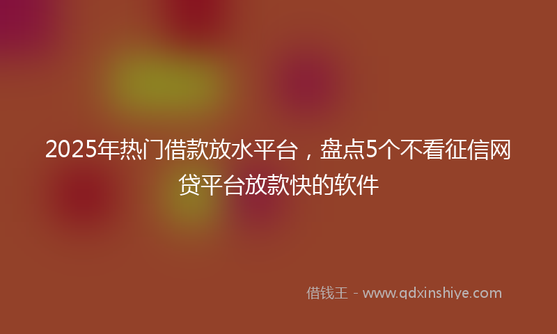 2025年热门借款放水平台，盘点5个不看征信网贷平台放款快的软件