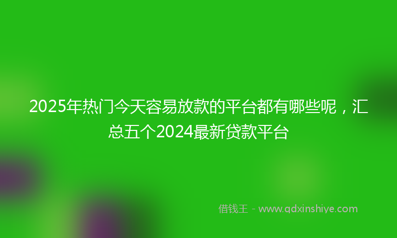 2025年热门今天容易放款的平台都有哪些呢，汇总五个2024最新贷款平台