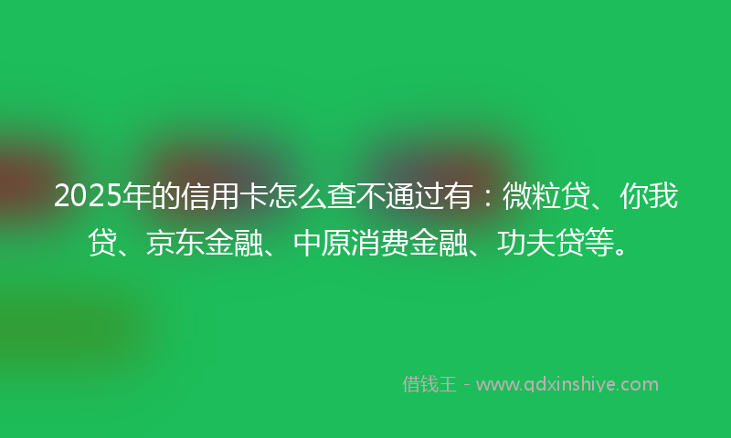 2025年的信用卡怎么查不通过有：微粒贷、你我贷、京东金融、中原消费金融、功夫贷等。
