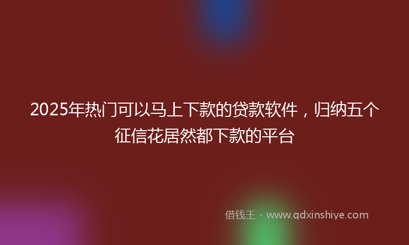 2025年热门可以马上下款的贷款软件，归纳五个征信花居然都下款的平台