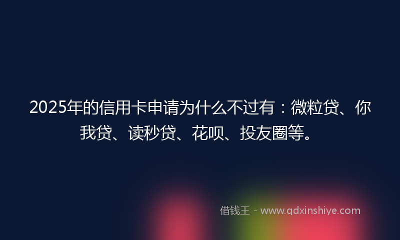 2025年的信用卡申请为什么不过有：微粒贷、你我贷、读秒贷、花呗、投友圈等。