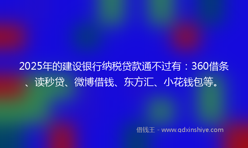 2025年的建设银行纳税贷款通不过有：360借条、读秒贷、微博借钱、东方汇、小花钱包等。