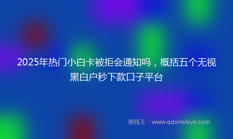 2025年热门小白卡被拒会通知吗，概括五个无视黑白户秒下款口子平台