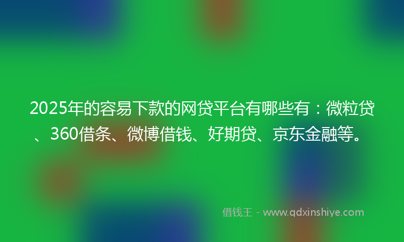 2025年的容易下款的网贷平台有哪些有：微粒贷、360借条、微博借钱、好期贷、京东金融等。