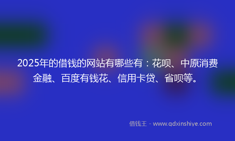 2025年的借钱的网站有哪些有：花呗、中原消费金融、百度有钱花、信用卡贷、省呗等。