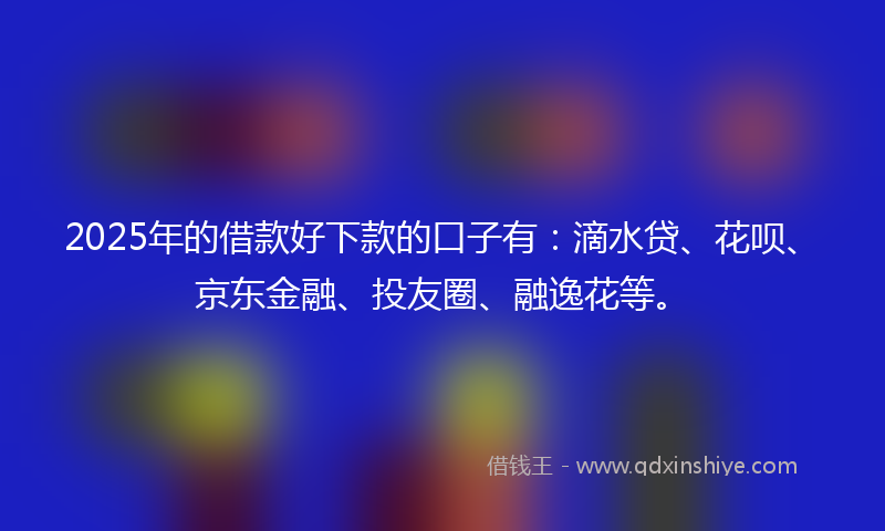 2025年的借款好下款的口子有：滴水贷、花呗、京东金融、投友圈、融逸花等。