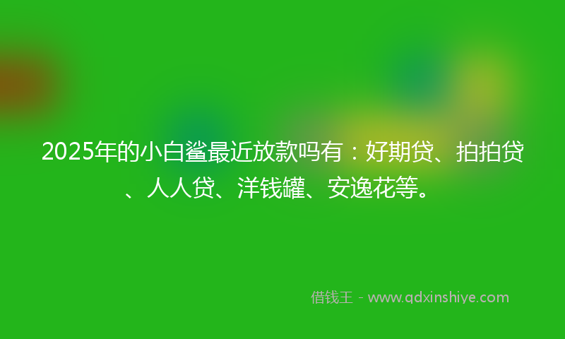 2025年的小白鲨最近放款吗有：好期贷、拍拍贷、人人贷、洋钱罐、安逸花等。