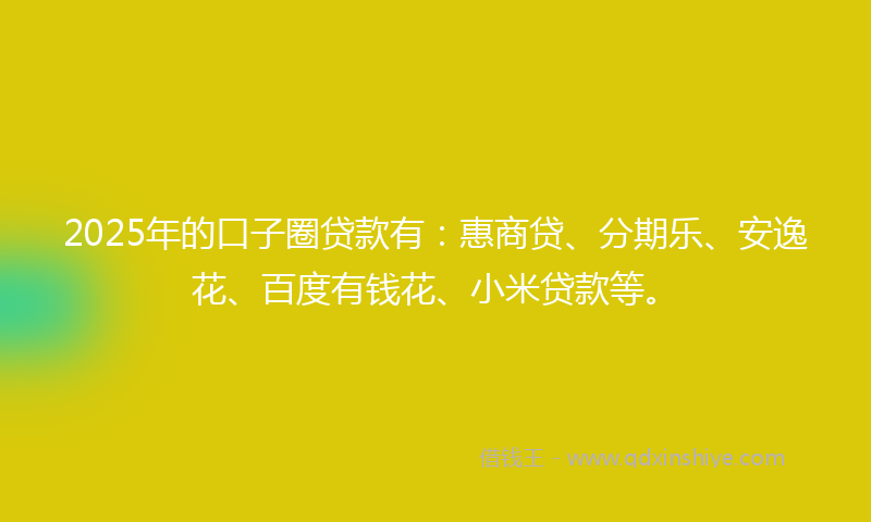 2025年的口子圈贷款有：惠商贷、分期乐、安逸花、百度有钱花、小米贷款等。