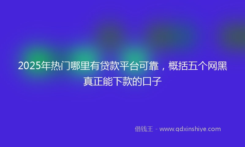 2025年热门哪里有贷款平台可靠，概括五个网黑真正能下款的口子