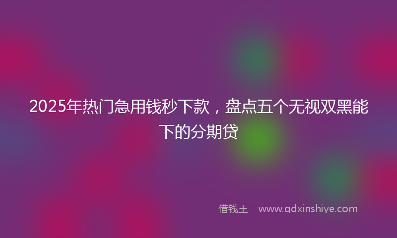 2025年热门急用钱秒下款，盘点五个无视双黑能下的分期贷