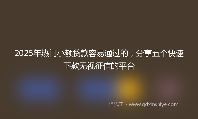 2025年热门小额贷款容易通过的，分享五个快速下款无视征信的平台