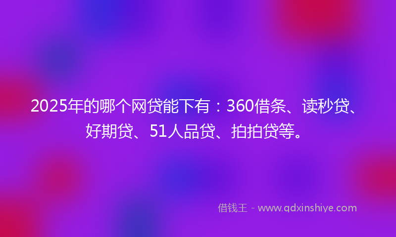 2025年的哪个网贷能下有：360借条、读秒贷、好期贷、51人品贷、拍拍贷等。