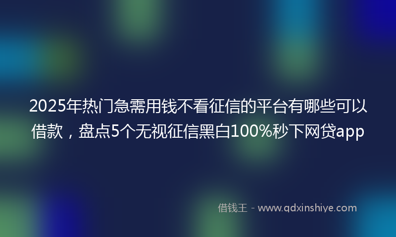 2025年热门急需用钱不看征信的平台有哪些可以借款，盘点5个无视征信黑白100%秒下网贷app