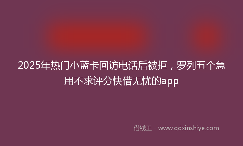 2025年热门小蓝卡回访电话后被拒，罗列五个急用不求评分快借无忧的app