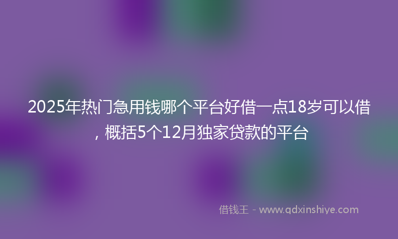 2025年热门急用钱哪个平台好借一点18岁可以借，概括5个12月独家贷款的平台
