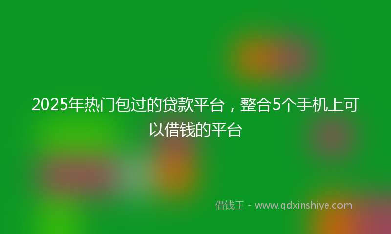 2025年热门包过的贷款平台，整合5个手机上可以借钱的平台
