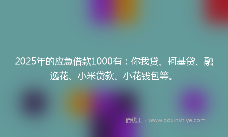 2025年的应急借款1000有：你我贷、柯基贷、融逸花、小米贷款、小花钱包等。