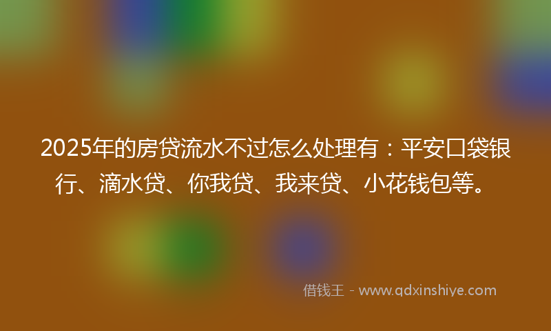 2025年的房贷流水不过怎么处理有：平安口袋银行、滴水贷、你我贷、我来贷、小花钱包等。