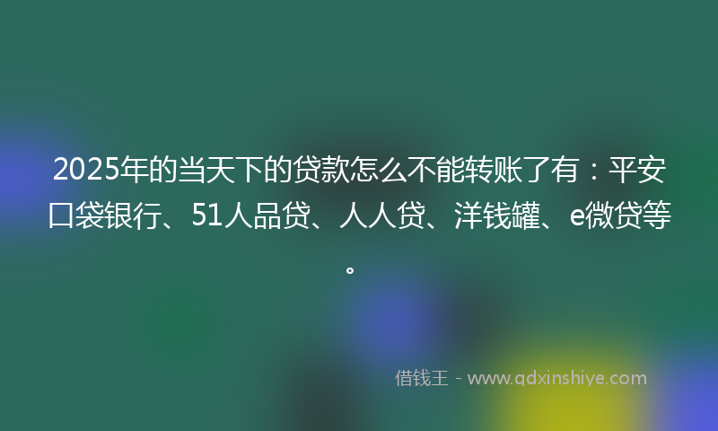 2025年的当天下的贷款怎么不能转账了有：平安口袋银行、51人品贷、人人贷、洋钱罐、e微贷等。