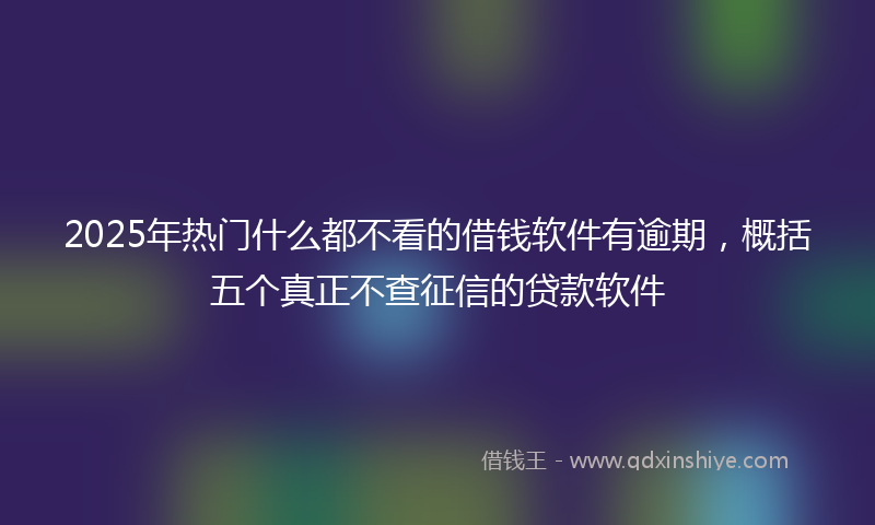 2025年热门什么都不看的借钱软件有逾期，概括五个真正不查征信的贷款软件