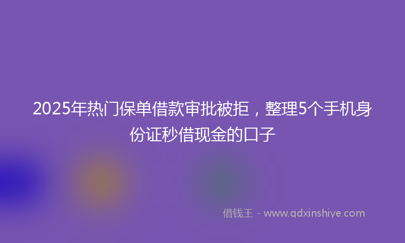 2025年热门保单借款审批被拒，整理5个手机身份证秒借现金的口子
