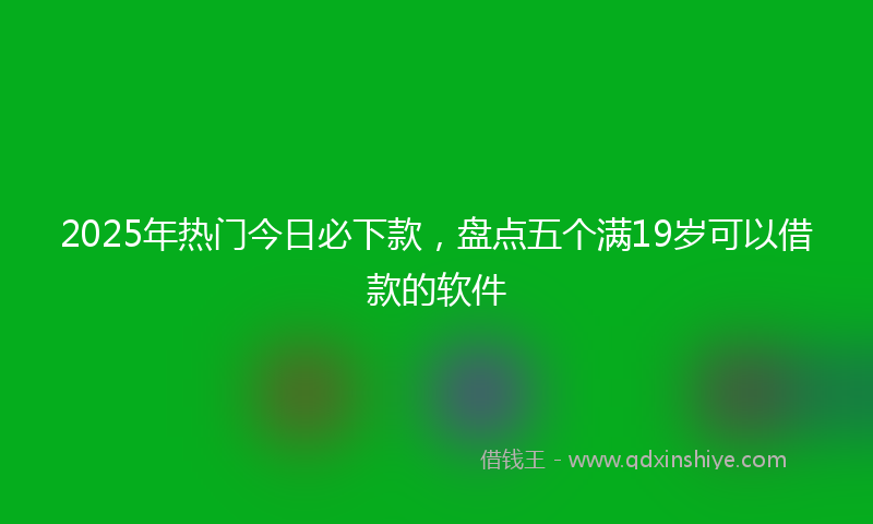 2025年热门今日必下款，盘点五个满19岁可以借款的软件