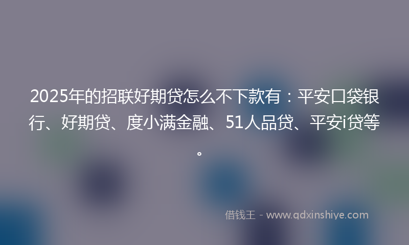 2025年的招联好期贷怎么不下款有：平安口袋银行、好期贷、度小满金融、51人品贷、平安i贷等。