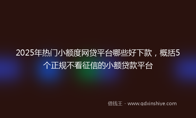 2025年热门小额度网贷平台哪些好下款，概括5个正规不看征信的小额贷款平台