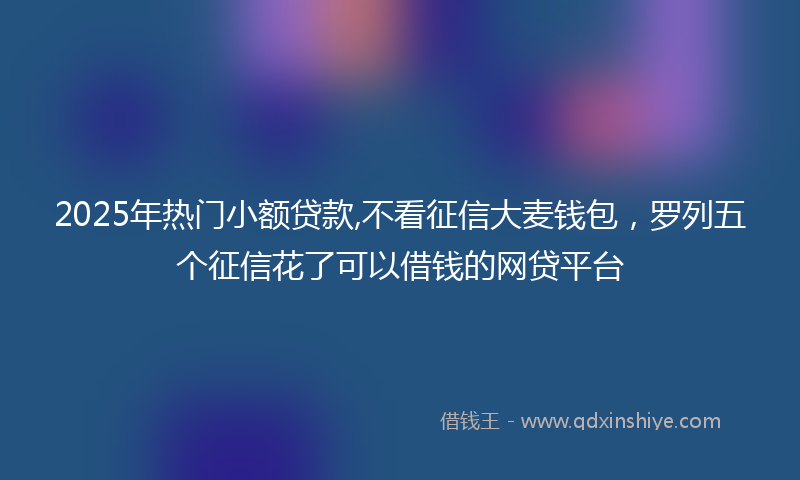 2025年热门小额贷款,不看征信大麦钱包，罗列五个征信花了可以借钱的网贷平台