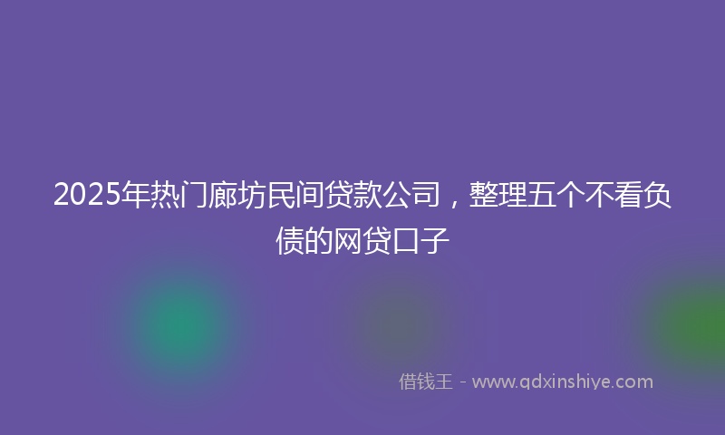 2025年热门廊坊民间贷款公司，整理五个不看负债的网贷口子