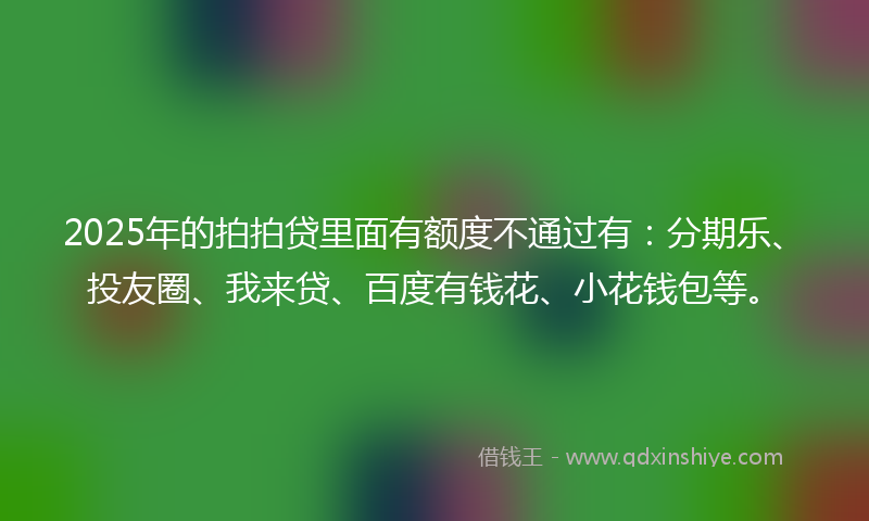 2025年的拍拍贷里面有额度不通过有：分期乐、投友圈、我来贷、百度有钱花、小花钱包等。