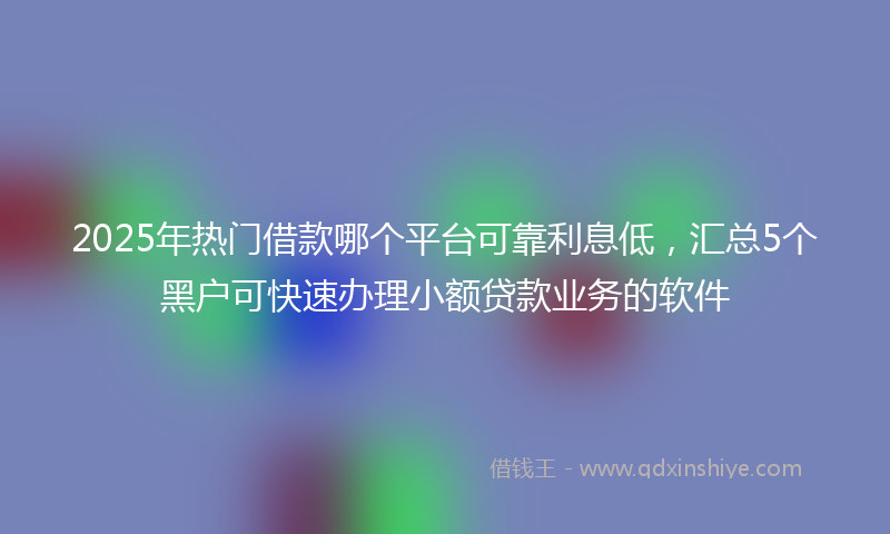 2025年热门借款哪个平台可靠利息低，汇总5个黑户可快速办理小额贷款业务的软件